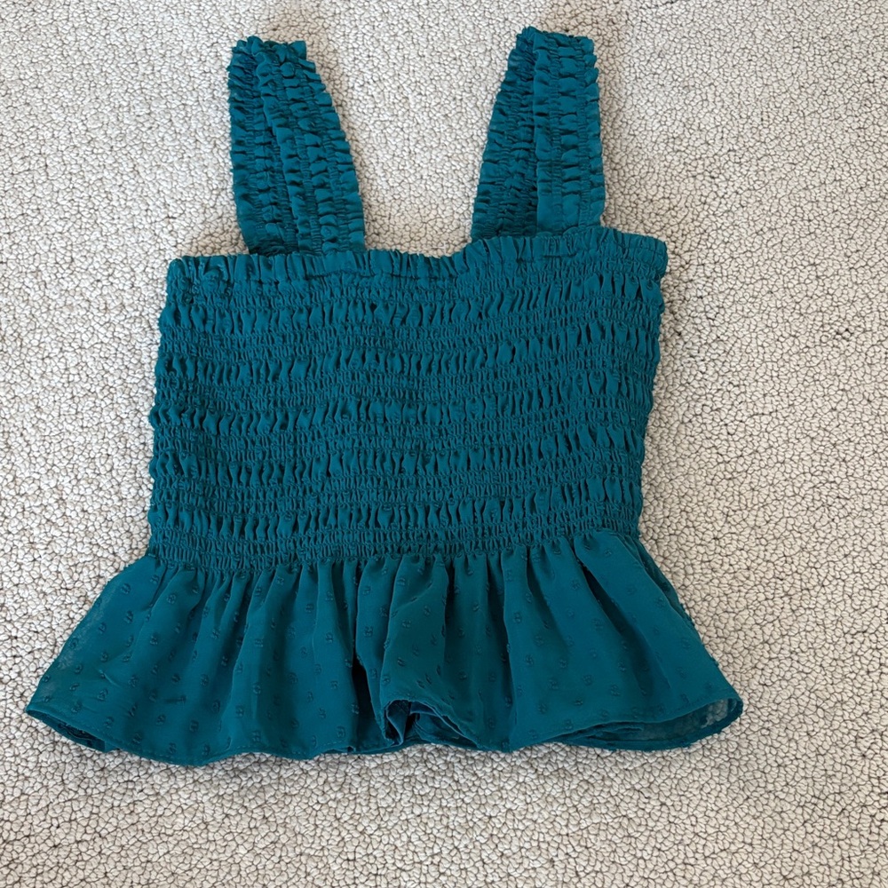 Moa Moa Teal Smocked Crop Top